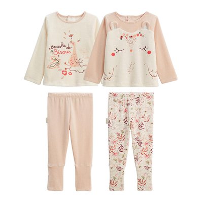 Lot de 2 pyjamas enfant 2 pièces en velours avec pieds retroussables Manouk PETIT BEGUIN