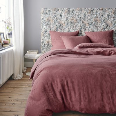 Parure de lit Housse de couette + Taie rectangle en gaze de coton lavée, TENDRESSE ESSIX