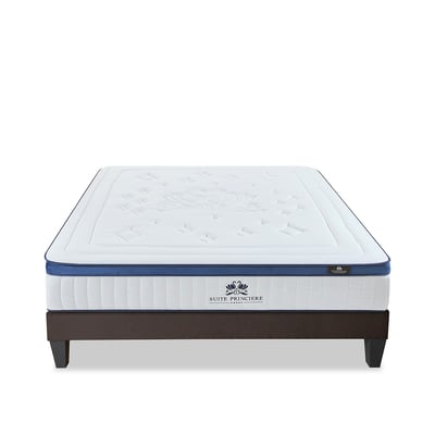 Ensemble Suite Princière 90x190 cm Matelas Micro-ressorts + Sommier Bois BELLECOUR