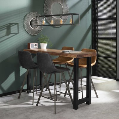 Table de bar mange-debout contemporain bois massif d'acacia et métal 150cm MELBOURNE PIER IMPORT