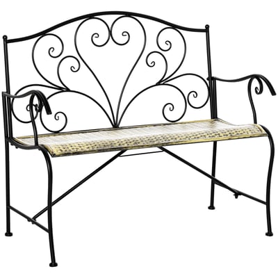 Banc de jardin Métal Noir OUTSUNNY