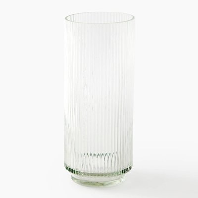 Vase droit et strié, 10x28cm, en verre MONOPRIX
