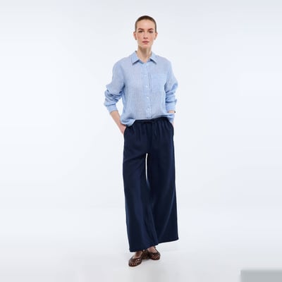 Pantalon en lin avec cordon à la taille MONOPRIX