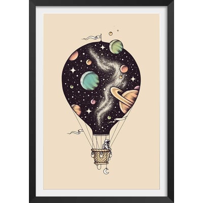 Affiche enfant montgolfiere en cosmos HEXOA