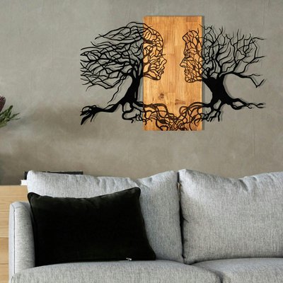 Décoration murale chambre – visages stylisés métal et bois PIER IMPORT