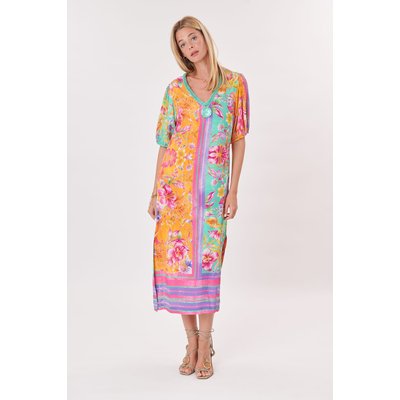 Robe longue imprimée col V TARTAN DERHY