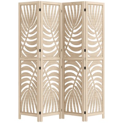 Paravent interieur 4 panneaux pliable ajustable bois ajouré feuilles HOMCOM