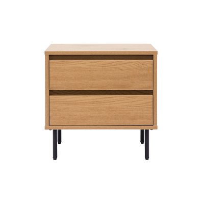 Table de chevet avec rangements 2 tiroirs finition bois clair chêne L50 cm ARAGON MILIBOO