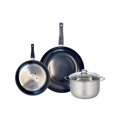 Batterie 2 poêles 24/32cm + 1 faitout 20cm PRIMA BRILLANT ELO