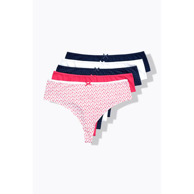 Strings en lot de 5. Motif cœurs/uni ULLA POPKEN