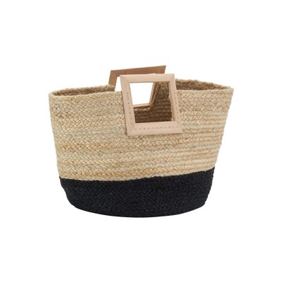 Sac cabas en jute et bois naturel et noir AUBRY GASPARD