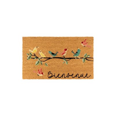 Paillasson coco intérieur extérieur 75 x 45 cm Bienvenue oiseaux AUBRY GASPARD