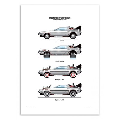 Affiche d’art 50 x 70 cm - DeLorean DMC-12 - Olivier Bourdereau WALL EDITIONS