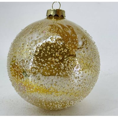 Boule de Noël en verre à picots dorés intérieurs D. 100 mm FEERIC LIGHTS & CHRISTMAS