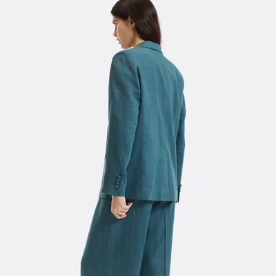 Wijde linnen blazer met dubbele rij knopen LA REDOUTE COLLECTIONS
