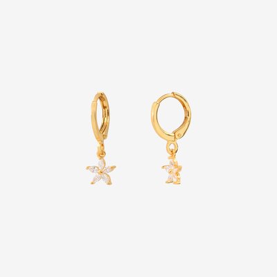 Paire de boucles d'oreilles créoles doré à l'or fin FLOWER CAROLINE NAJMAN