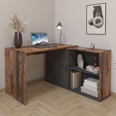 Bureau d'angle 1 porte et niches TERRE DE NUIT