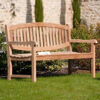Banc de jardin style classique en bois de teck brut massif 2 places SUMMER 150cm PIER IMPORT