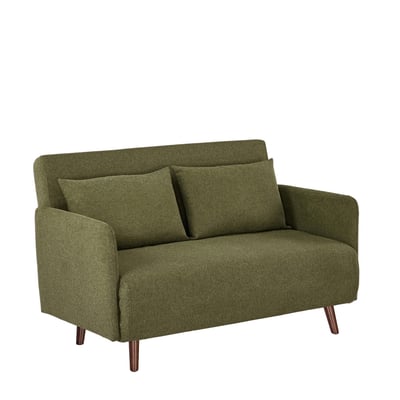 Canapé convertible 2 places en tissu pieds bois foncé- BELUSHI DRAWER