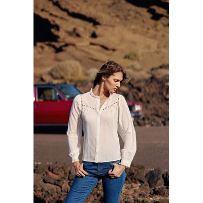Blouse en coton col rond, détails brodés, BEATTIE LA PETITE ETOILE