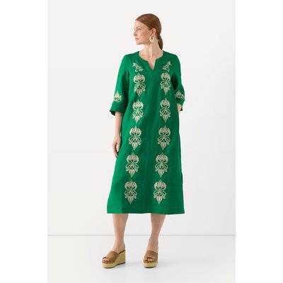 Robe maxi en lin avec fleurs brodées ULLA POPKEN