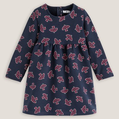 Vestido de manga larga de felpa, estampado de pájaros LA REDOUTE COLLECTIONS