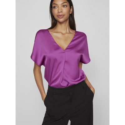 Recycled Satin Blouse with Short Sleeves VILA