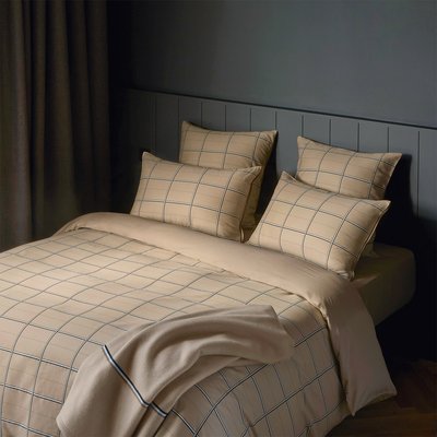 Housse de couette en satin de coton beige, BOSS CHECK BOSS HOME