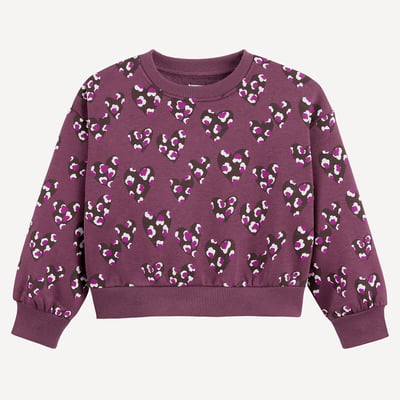 Sweat col rond en molleton, imprimé coeurs LA REDOUTE COLLECTIONS
