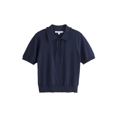Polo doux en coton manches courtes et volants NEXT
