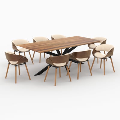 Table et chaises 8 personnes en cuir synthétique - SURDIMAN MAISON PAVANE