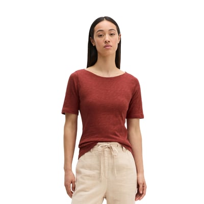 T-shirt en jersey slub regular avec encolure en U MARC O'POLO