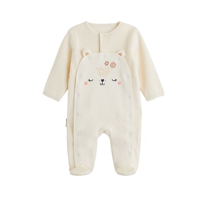 Pyjama bébé en velours ouverture pont Neige PETIT BEGUIN