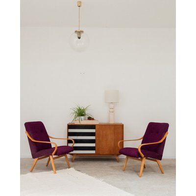 Grand fauteuil violet Jakob N°433 - Bon état DEBONGOUT