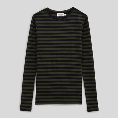 T-shirt manches longues en laine mérinos rayé MONOPRIX