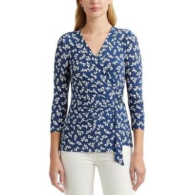 Jainab Printed Wrapover T-Shirt with 3/4 Length Sleeves LAUREN RALPH LAUREN