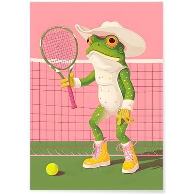 Affiche La grenouille au tennis L'AFFICHERIE