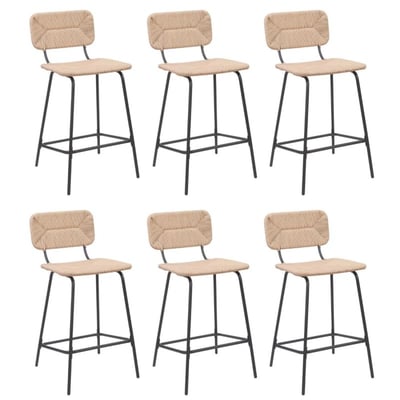 Lot de tabourets d'ilot et bar en métal et assise rotin 65cm NEMA|Lot de 6 | Lot de 6 MOB IN