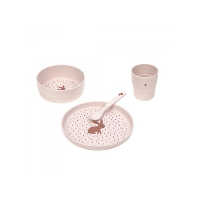 Coffret repas Tiny Farmer Mouton/Oie nature (assiette, bol, tasse, cuillère) PP/Cellulose LASSIG