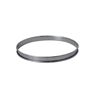 Cercle à tarte perforé bord roulé 8 cm en inox DE BUYER