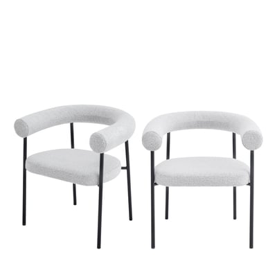 Lot de 2 fauteuils de table en tissu bouclette et métal- OLYMPE DRAWER