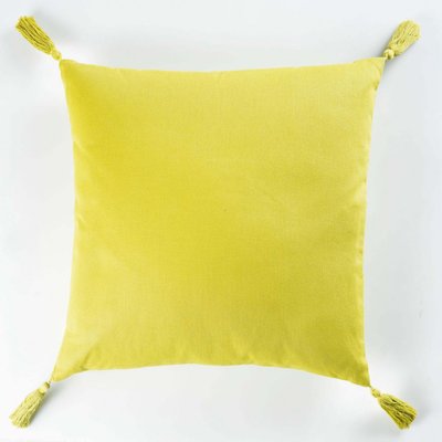 Coussin Passepoil avec Pompons coton Uni Popsys Vert 40 x 40 cm DOUCEUR D'INTÉRIEUR