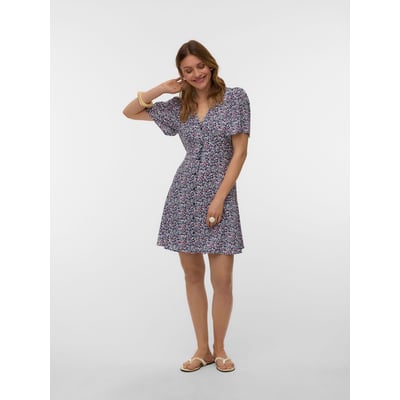 Robe courte manches courtes col V avec ceinture VERO MODA