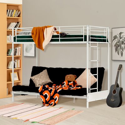 Lit superposé avec banquette en métal et matelas futon,Libertynmica MEUBLES COSY