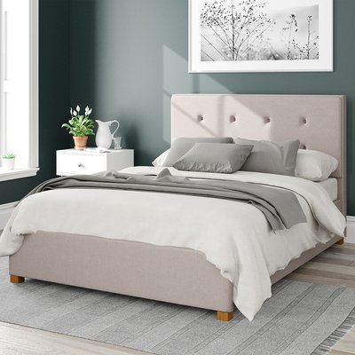 Presley Linen Storage Ottoman Bed with Studded Upholstered Headboard ASPIRE