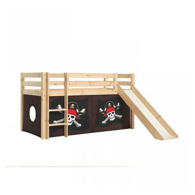 Lit Compact avec Toboggan Nature + Rideau Pirate des Caraibes VIPACK