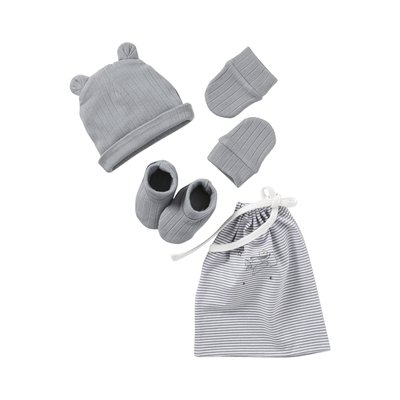 Ensemble bonnet moufle naissance La Redoute
