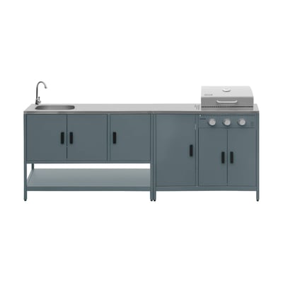Cuisine d'extérieure 2 modules avec barbecue gaz 3 brûleurs sur pieds, thermomètre NAXOS BARBECUE GAZ + 1 MODULE SWEEEK
