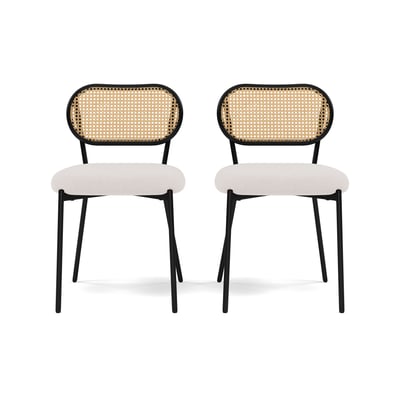 Lot de 2 chaises cannage tissu bouclette, LUCIANO LISA DESIGN