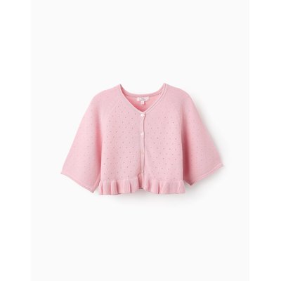 Gilet en Maille Ajourée avec Volants ZIPPY